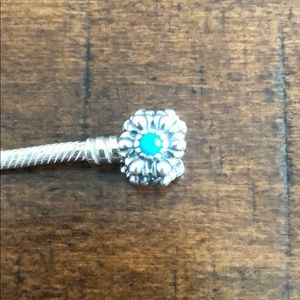 Turquoise flower pandora charm